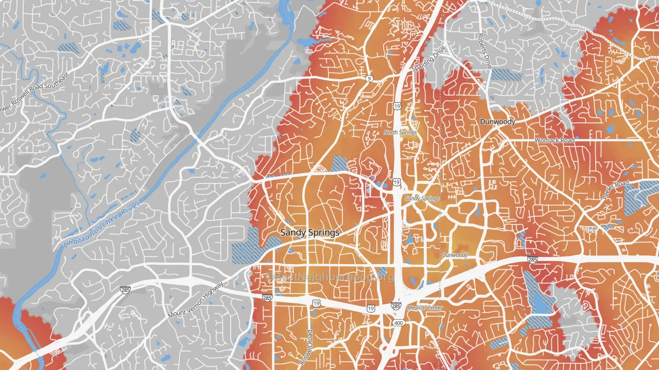 Transit Grade map of 30328, GA