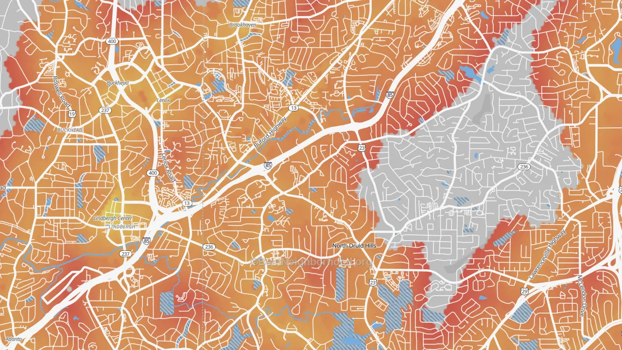 Transit Grade map of 30329, GA