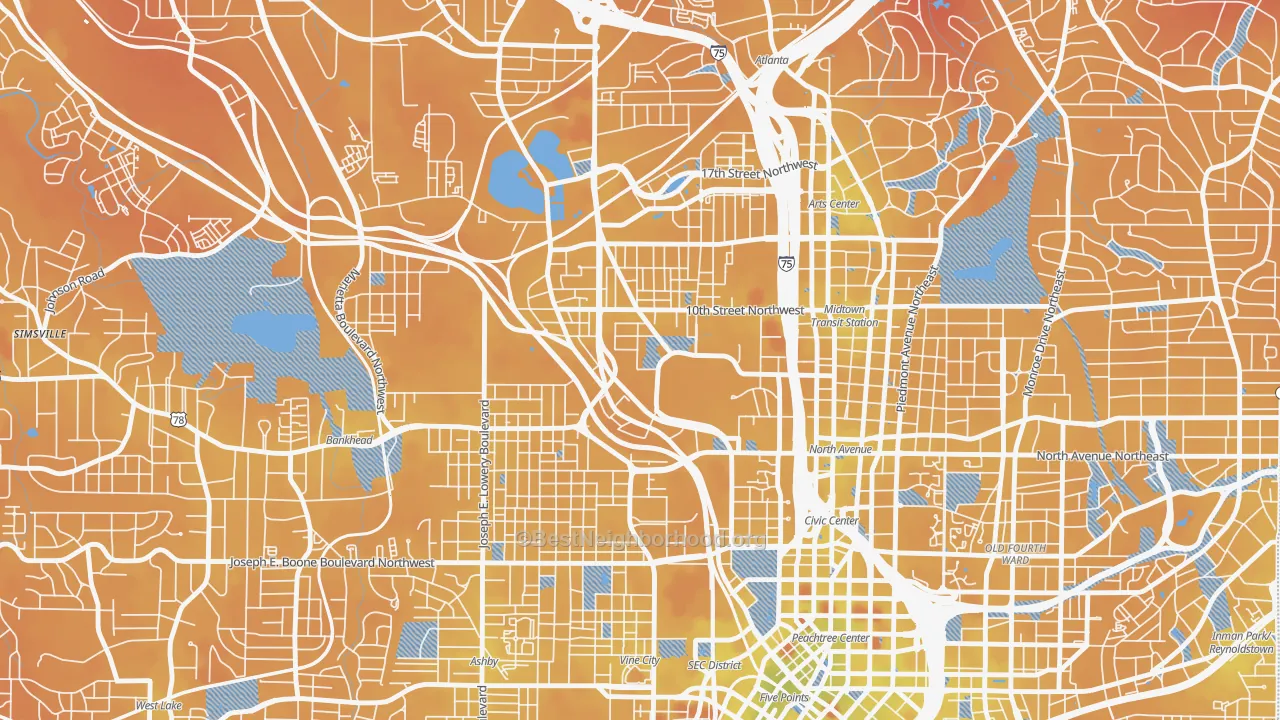 Transit Grade map of 30332, GA