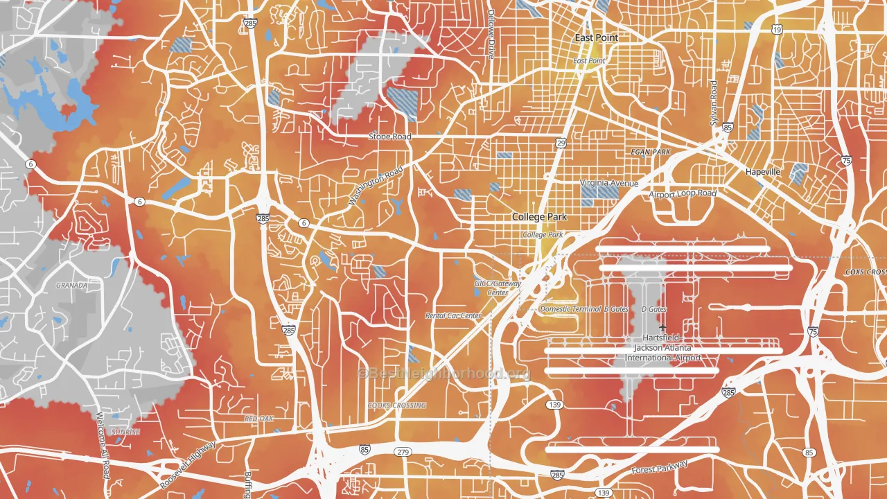 Transit Grade map of 30337, GA
