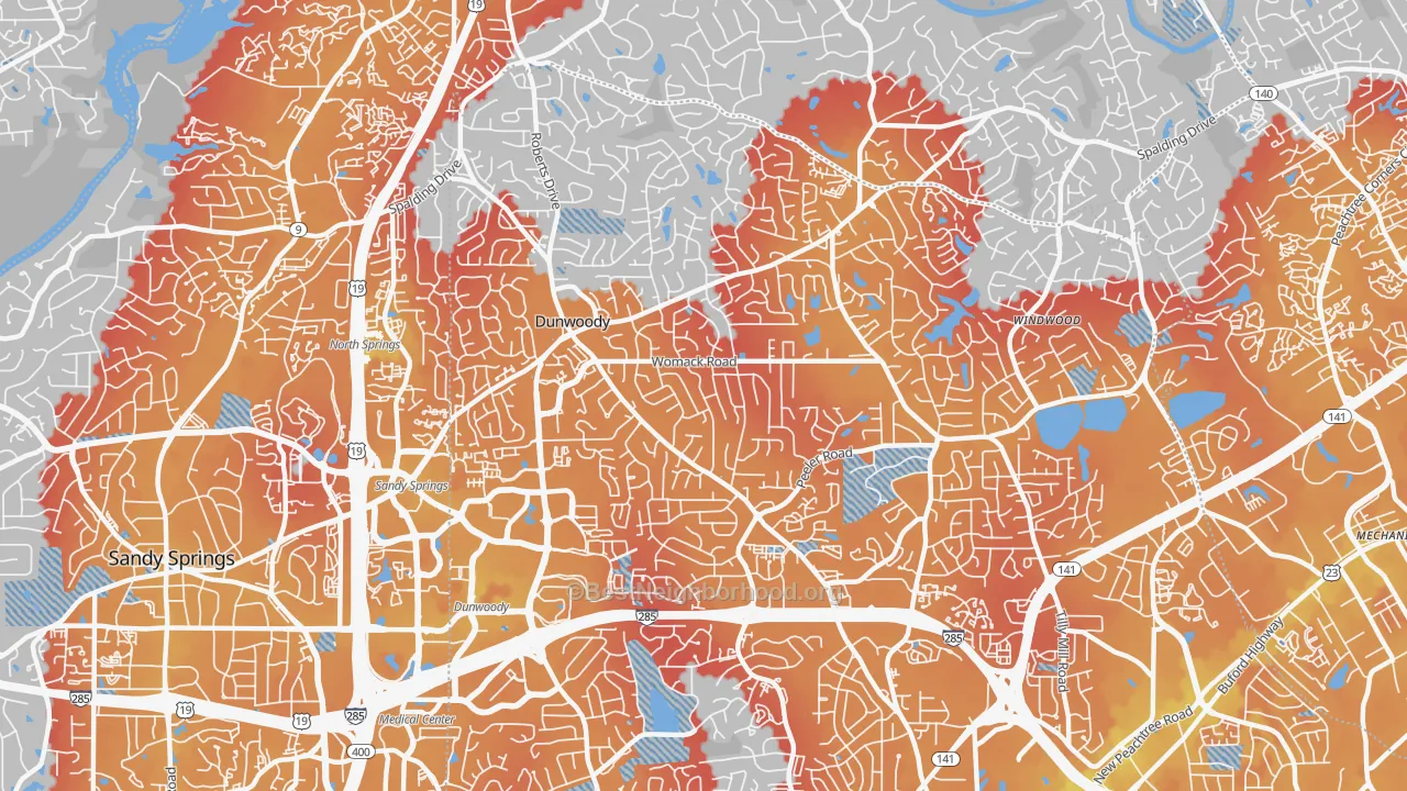 Transit Grade map of 30338, GA