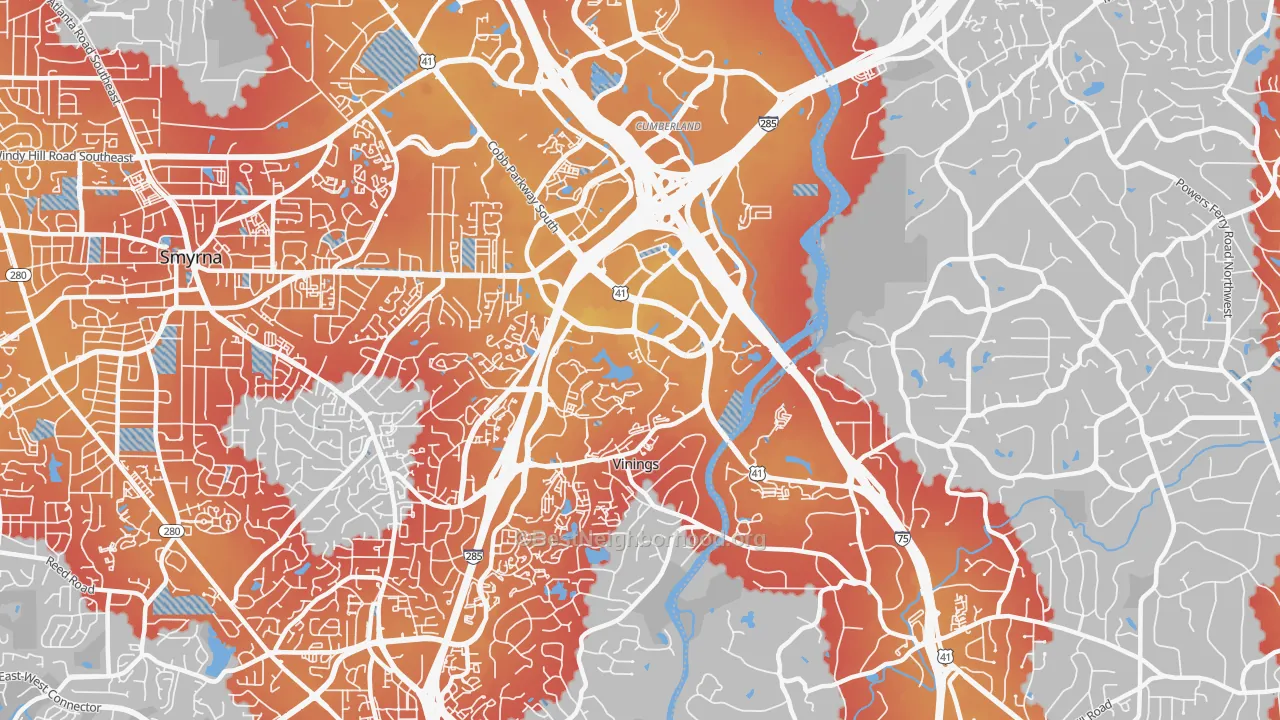 Transit Grade map of 30339, GA