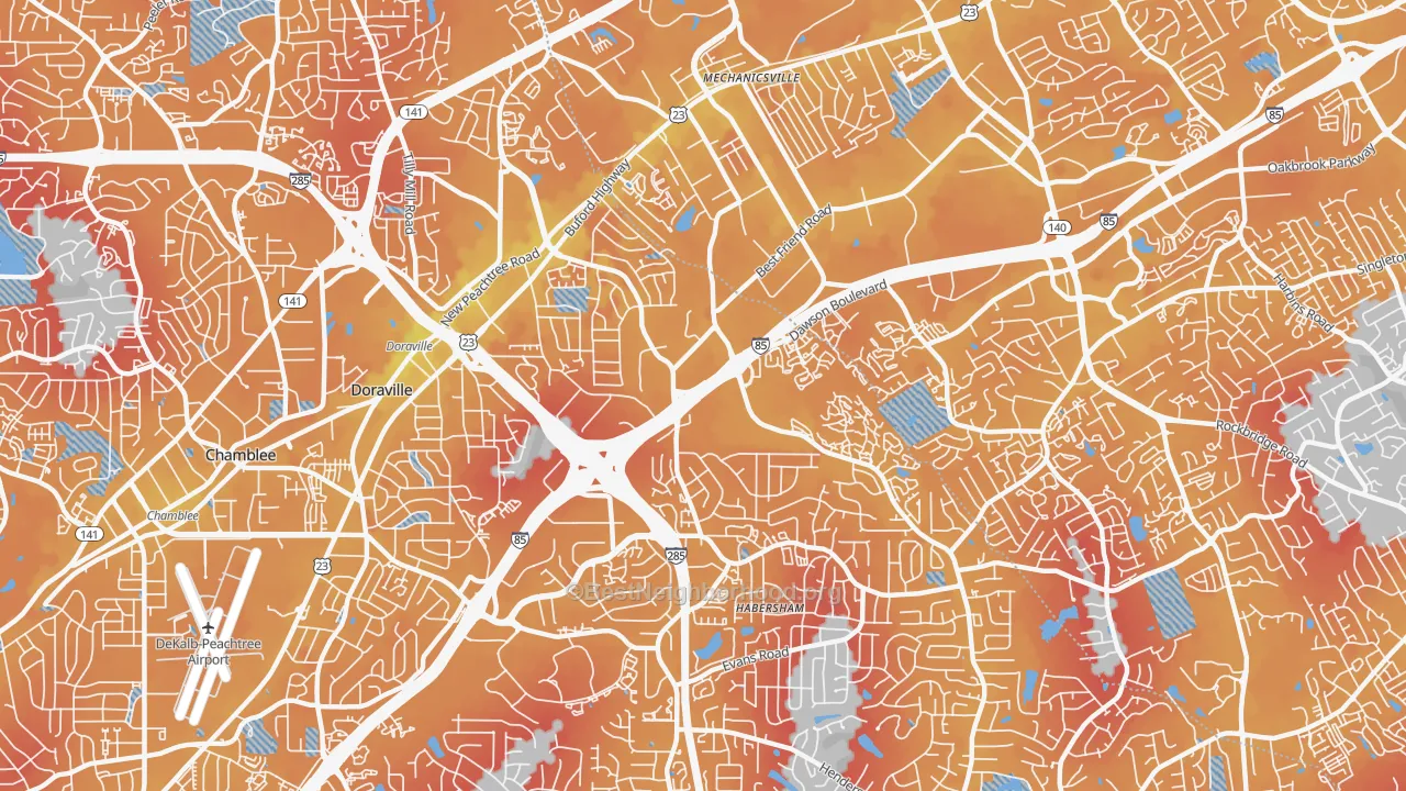 Transit Grade map of 30340, GA