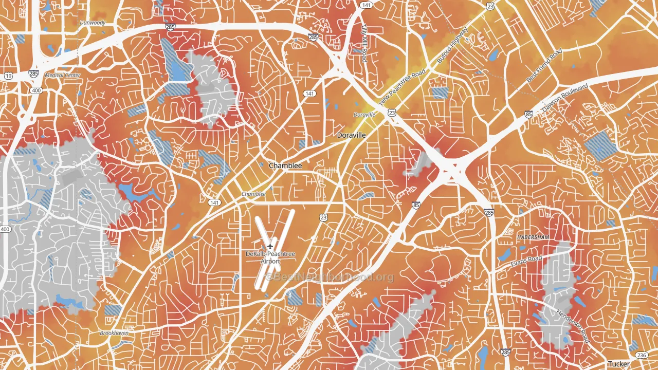 Transit Grade map of 30341, GA