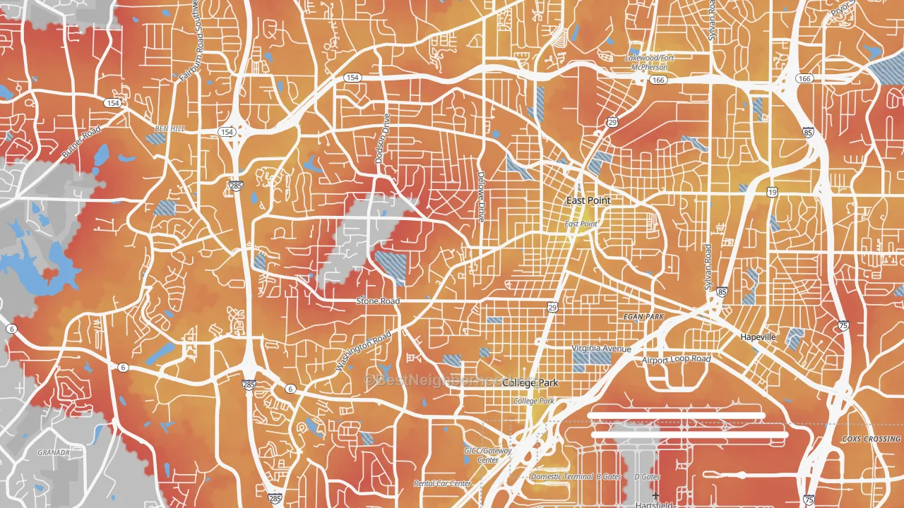 Transit Grade map of 30344, GA