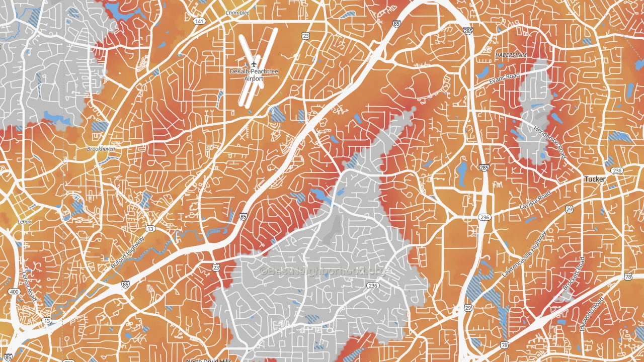 Transit Grade map of 30345, GA