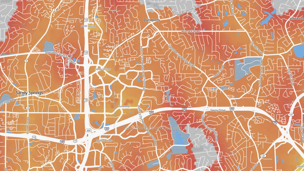 Transit Grade map of 30346, GA