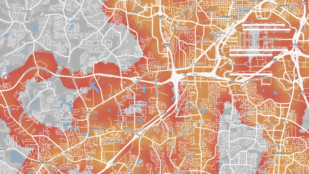 Transit Grade map of 30349, GA