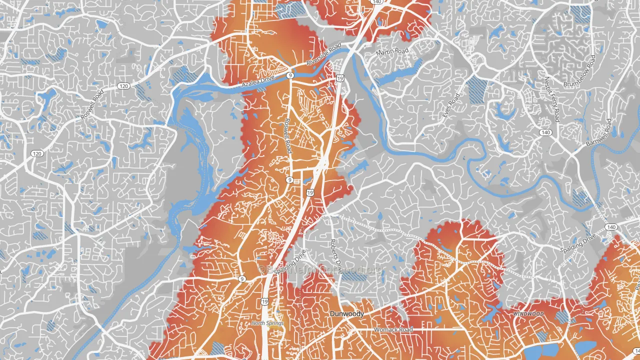 Transit Grade map of 30350, GA