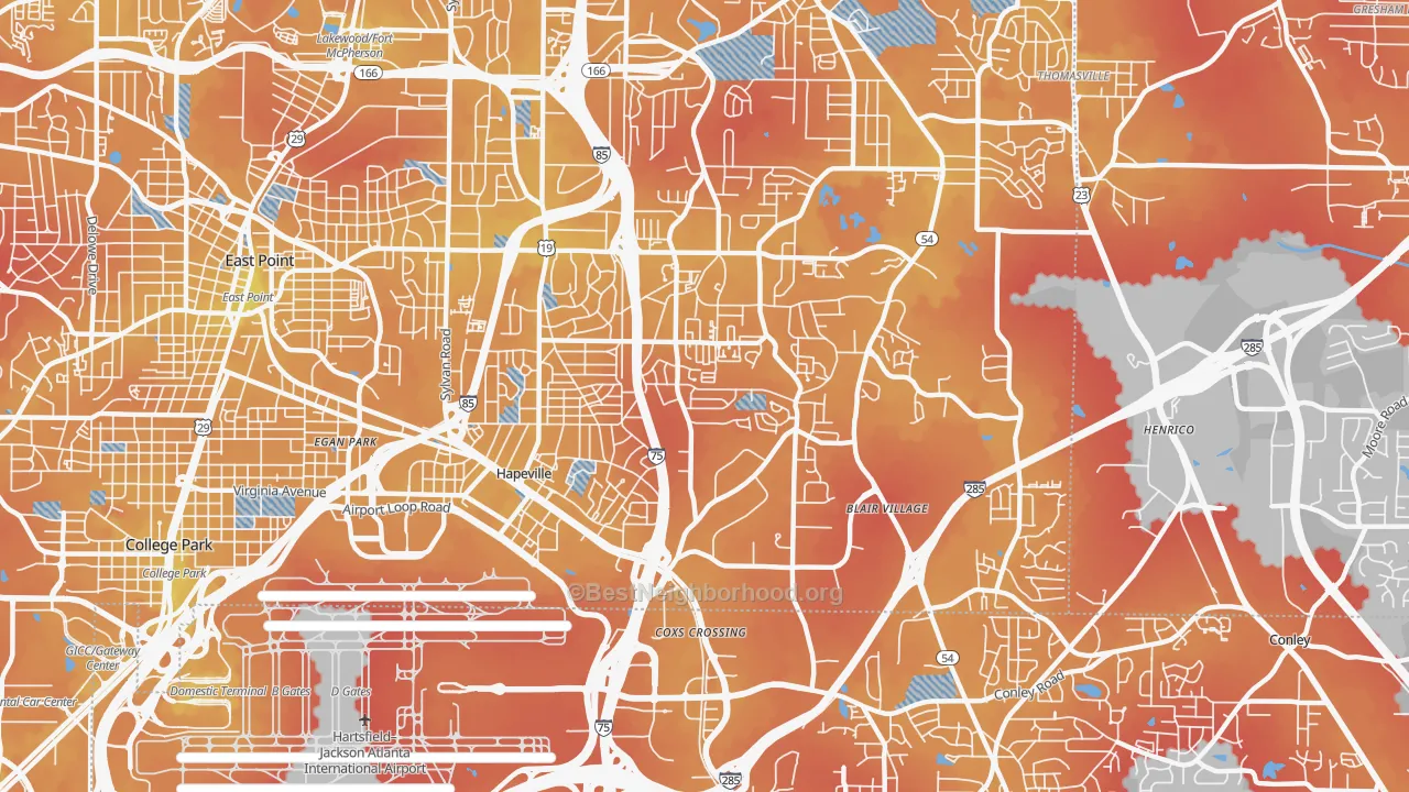 Transit Grade map of 30354, GA