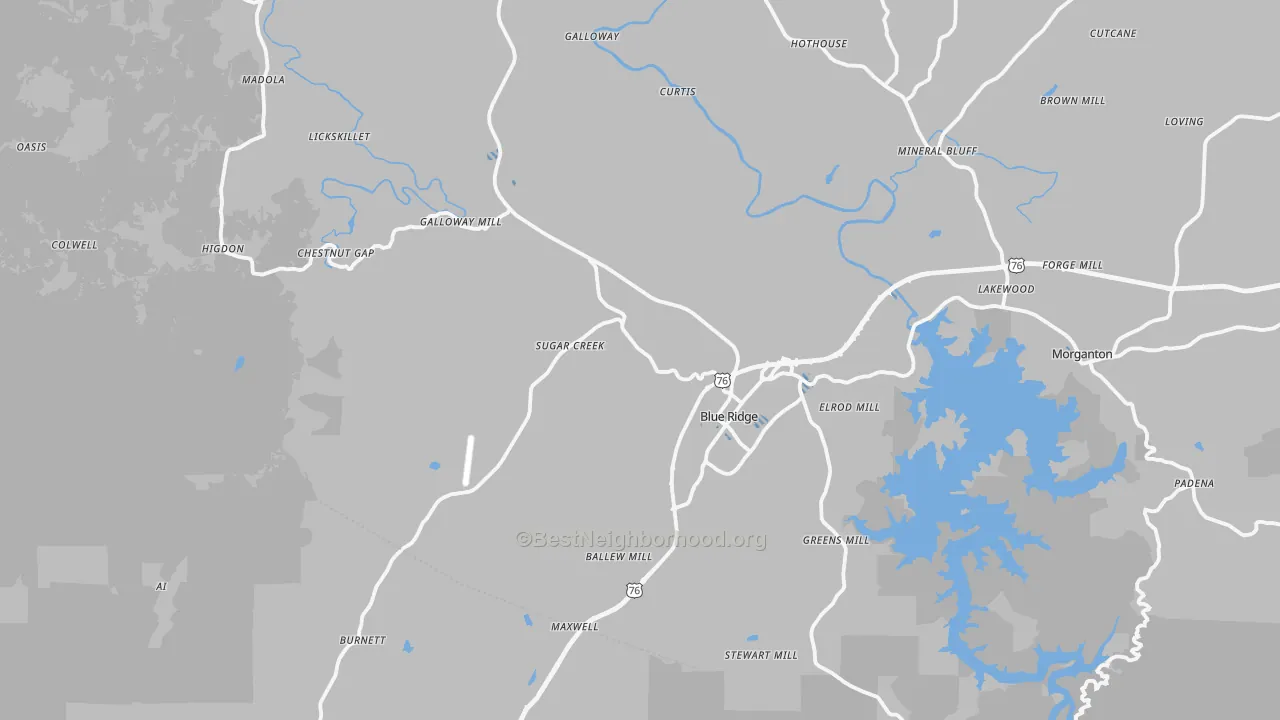 Transit Grade map of 30513, GA