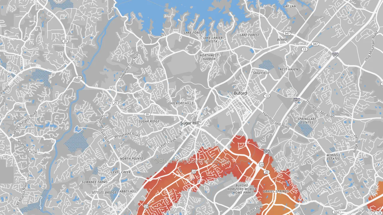 Transit Grade map of 30518, GA