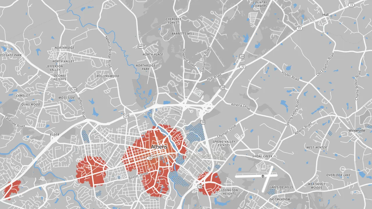 Transit Grade map of 30601, GA