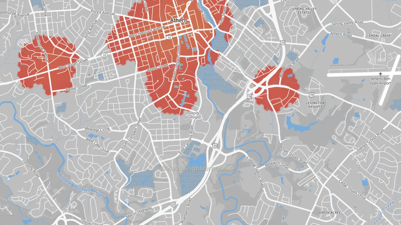 Transit Grade map of 30602, GA