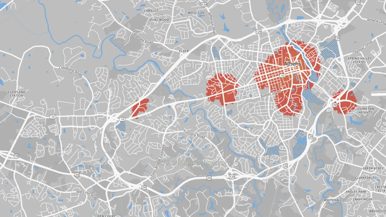 Transit Grade map of 30606, GA