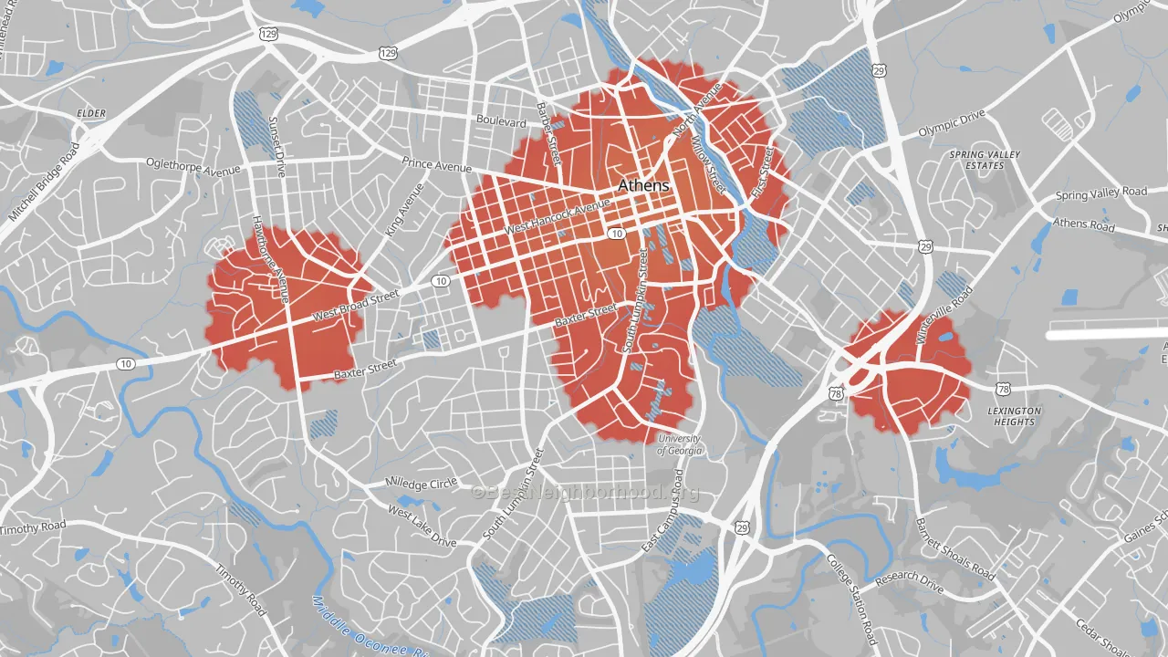 Transit Grade map of 30609, GA