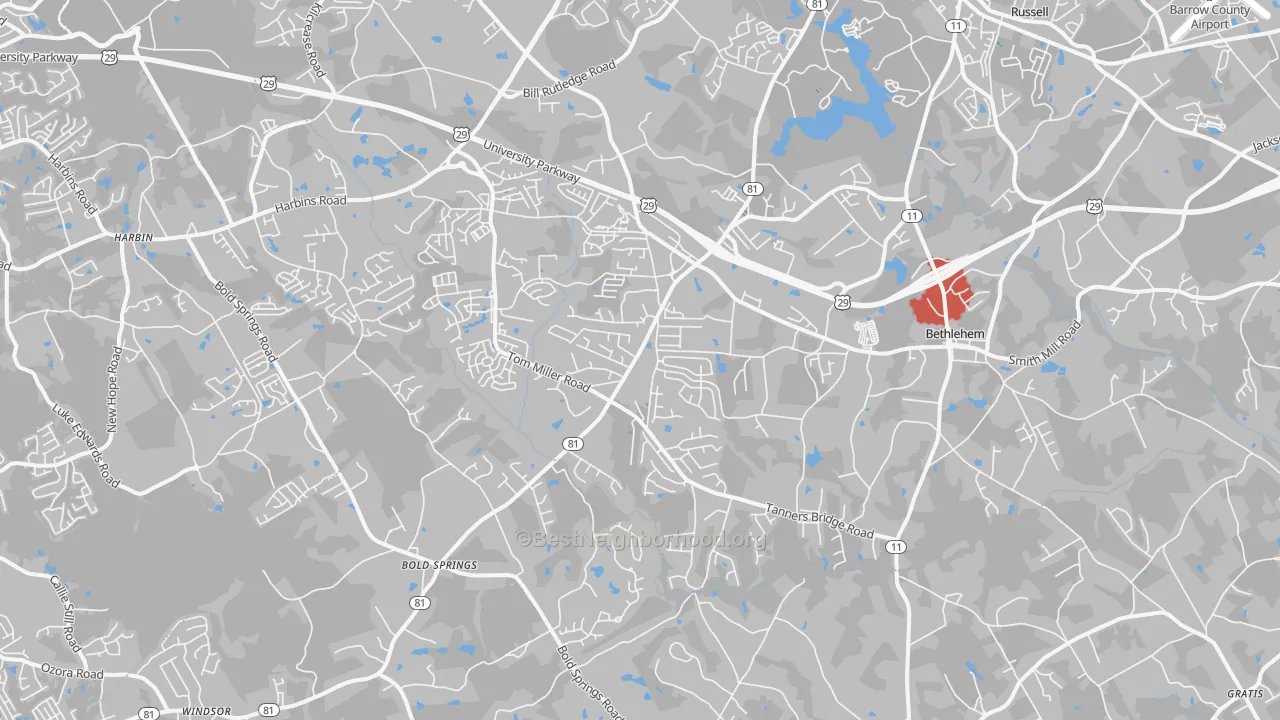 Transit Grade map of 30620, GA
