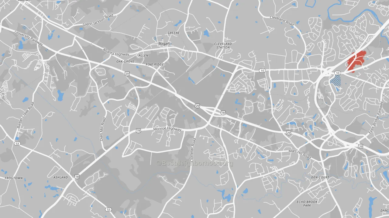 Transit Grade map of 30622, GA