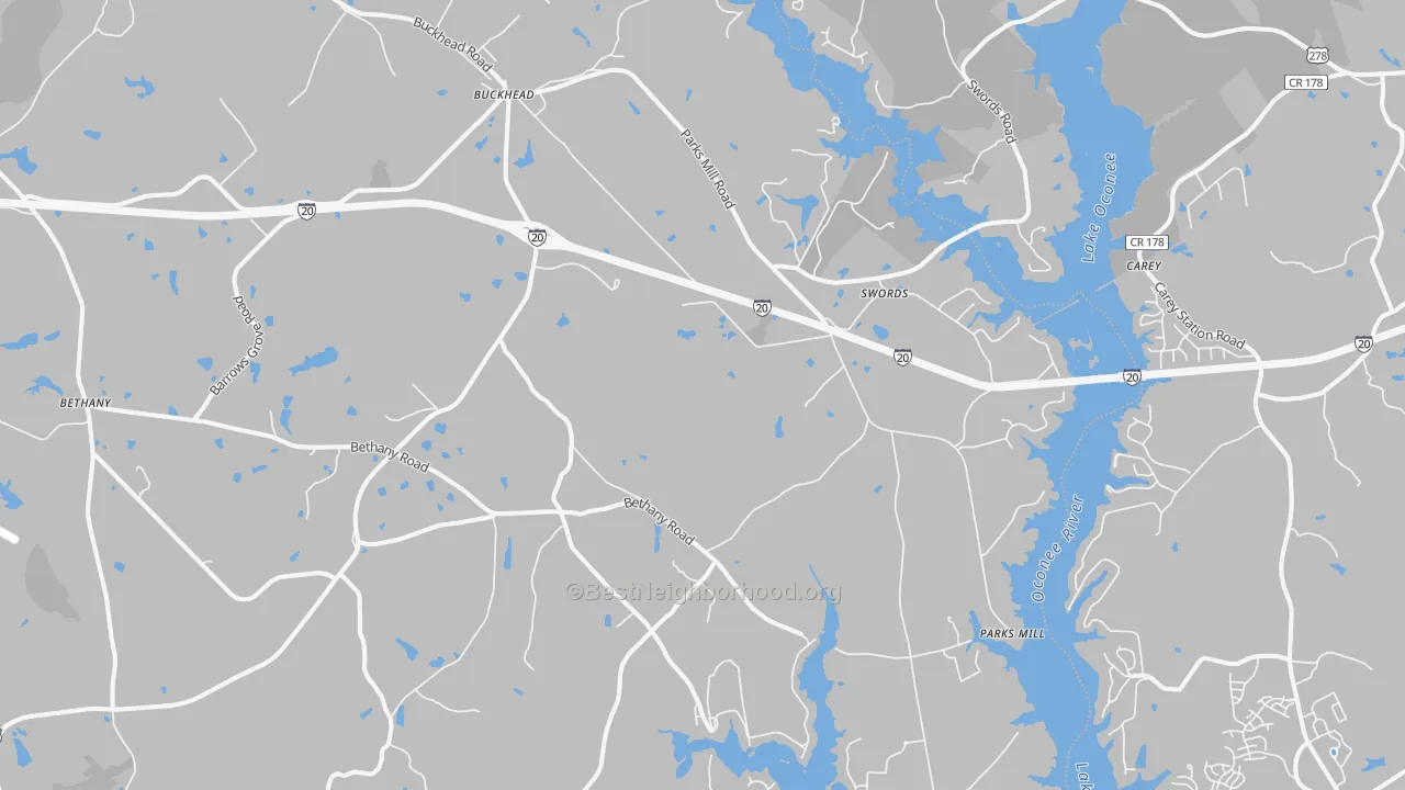 Transit Grade map of 30625, GA