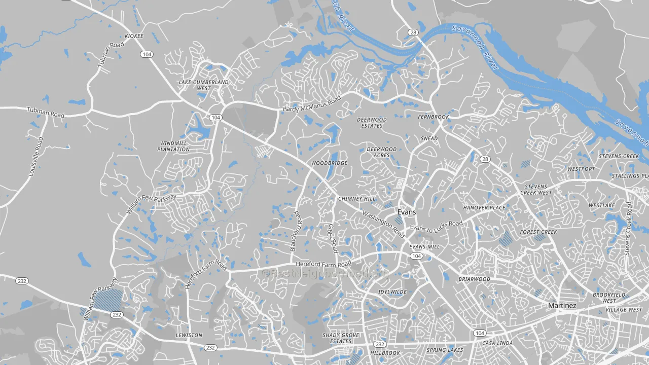 Transit Grade map of 30809, GA