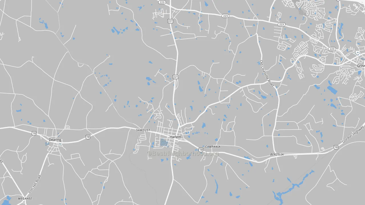 Transit Grade map of 30814, GA