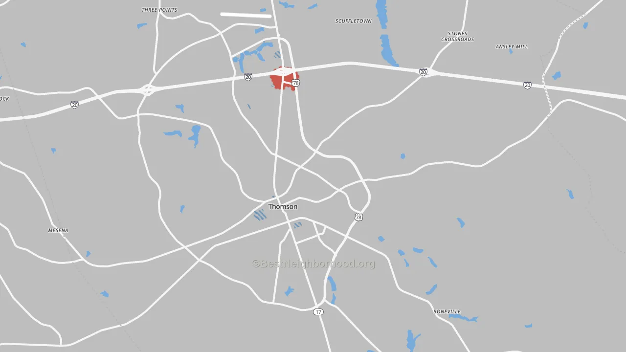 Transit Grade map of 30824, GA