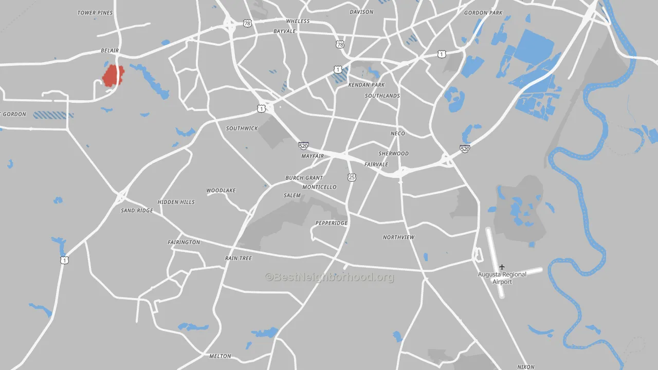 Transit Grade map of 30906, GA