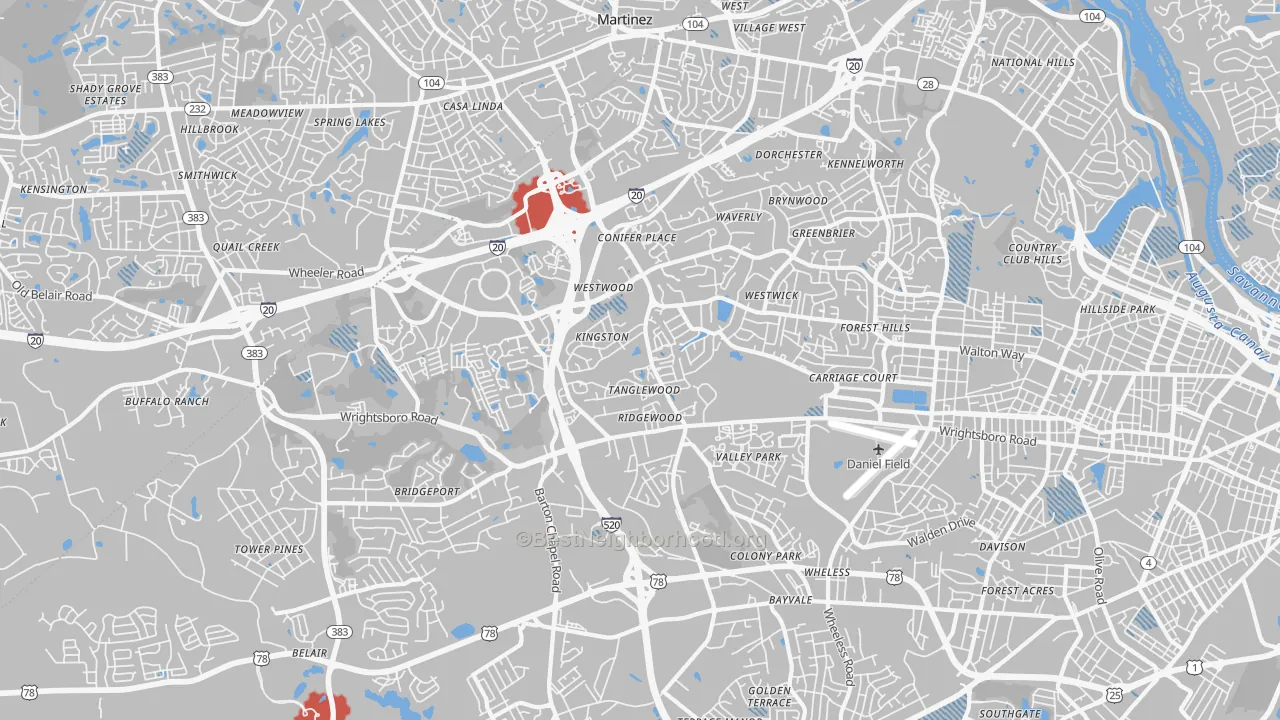 Transit Grade map of 30909, GA