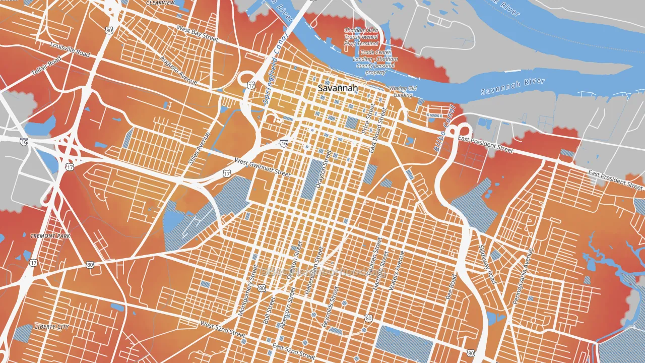 Transit Grade map of 31401, GA