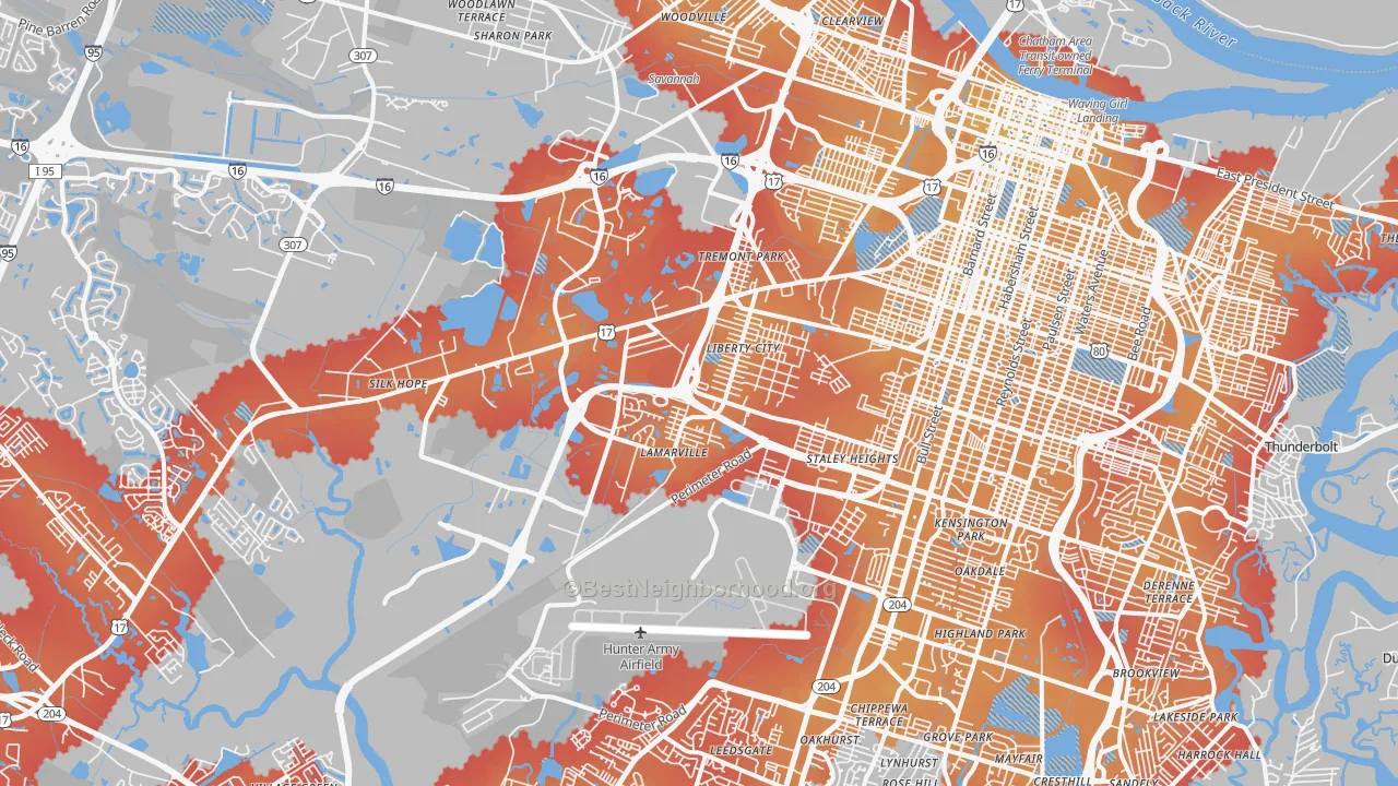 Transit Grade map of 31405, GA