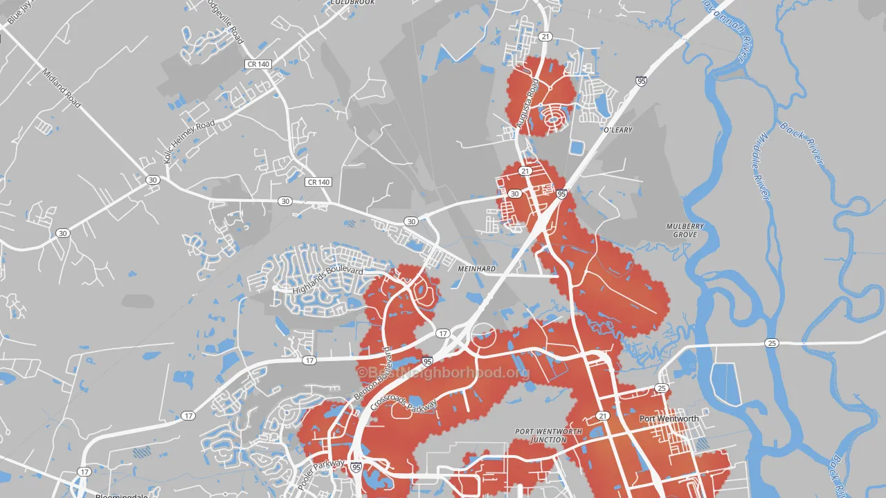 Transit Grade map of 31407, GA