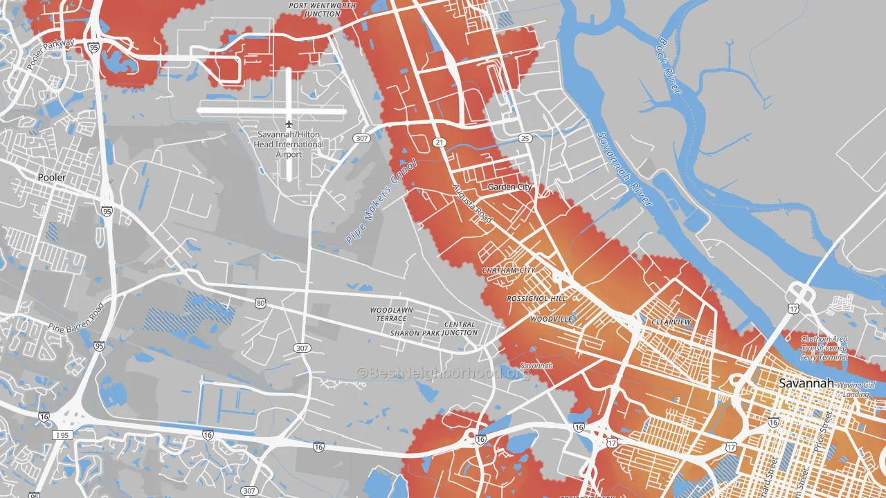 Transit Grade map of 31408, GA