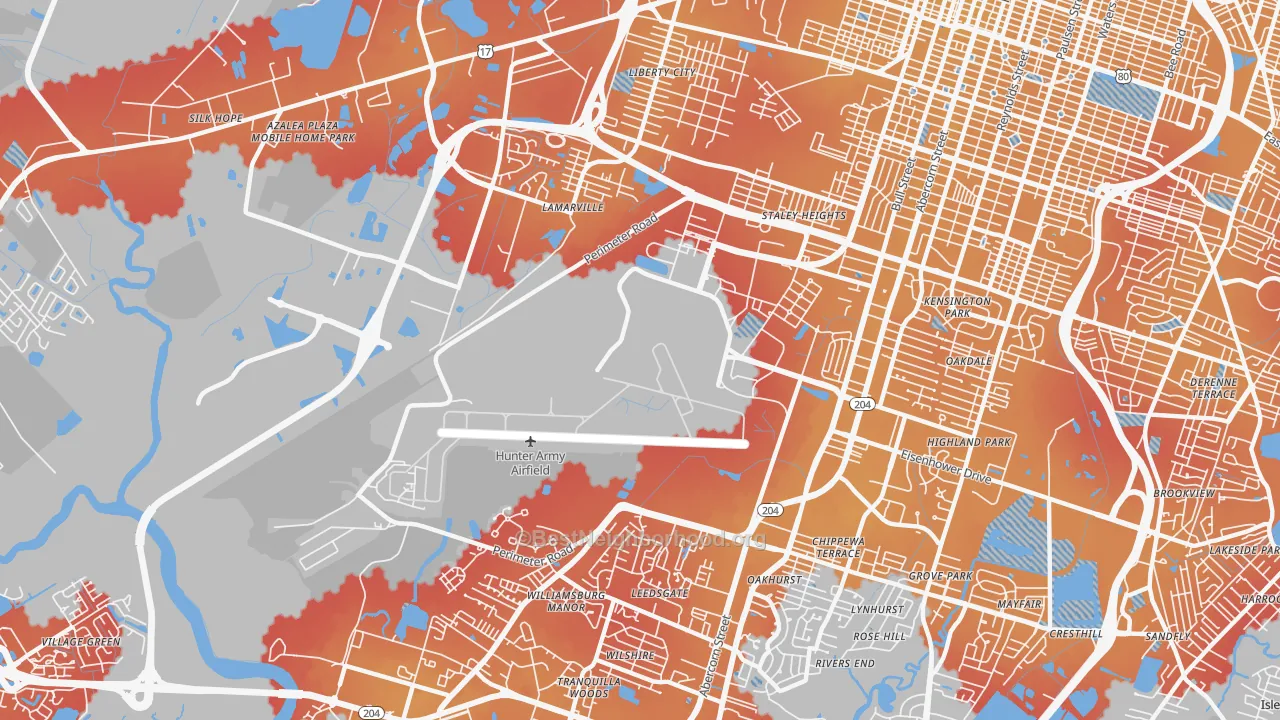 Transit Grade map of 31409, GA