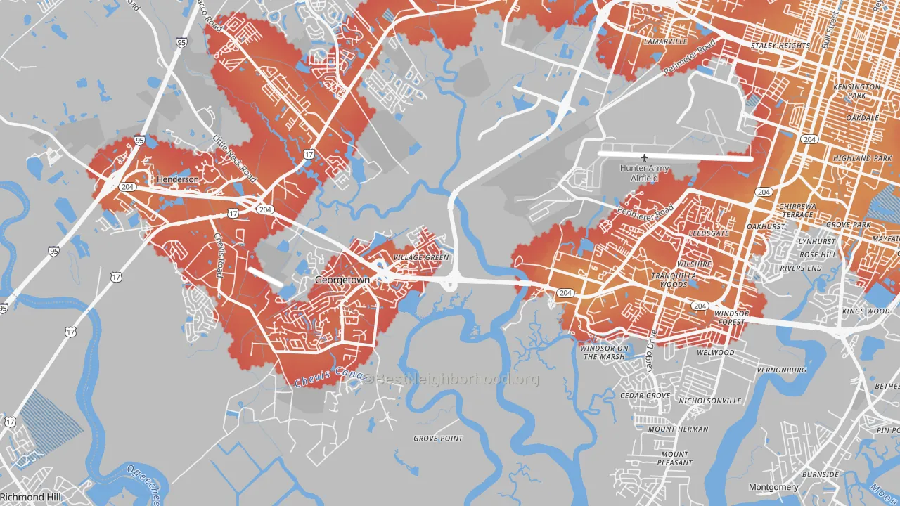 Transit Grade map of 31419, GA
