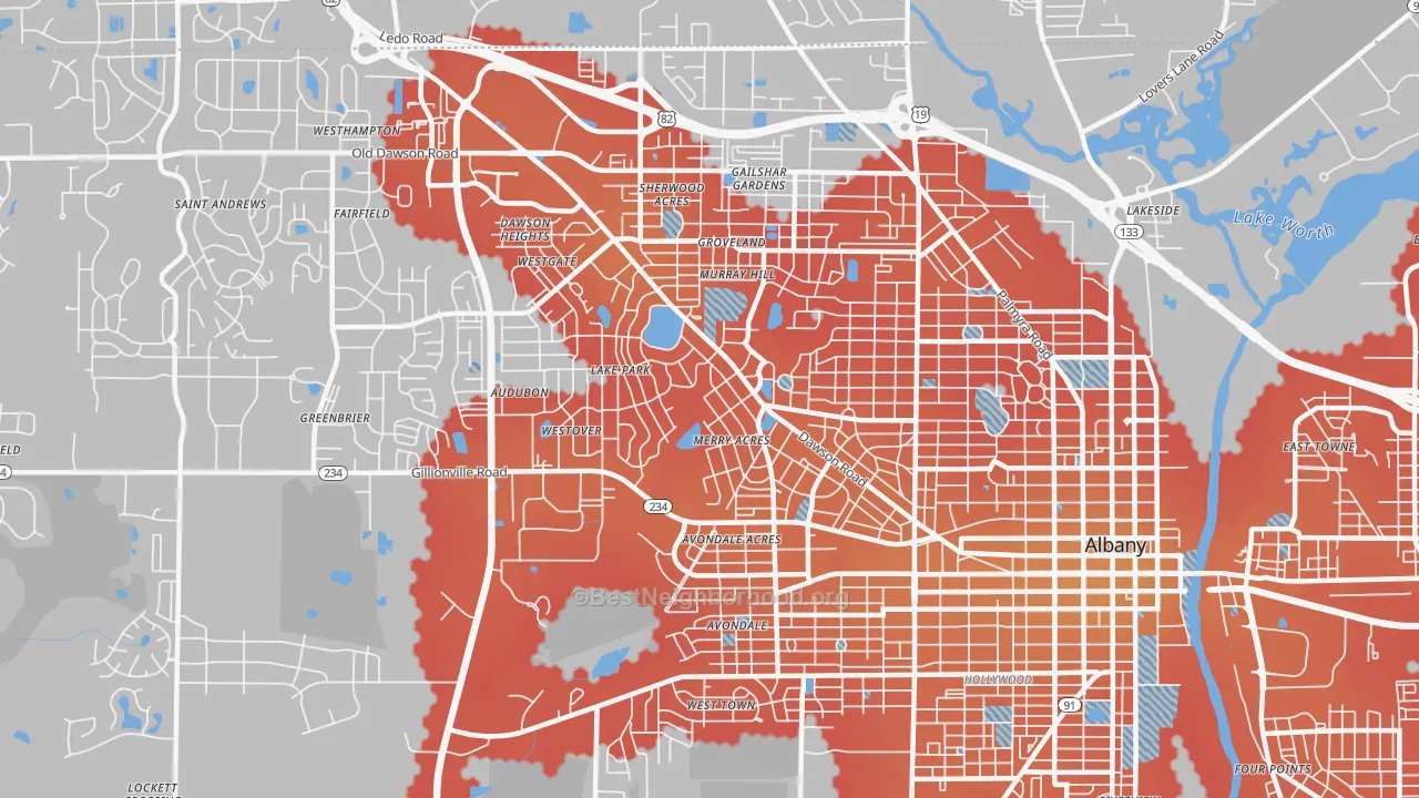 Transit Grade map of 31707, GA