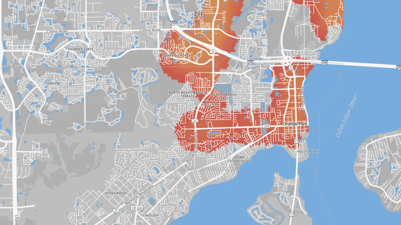 Transit Grade map of 32073, FL