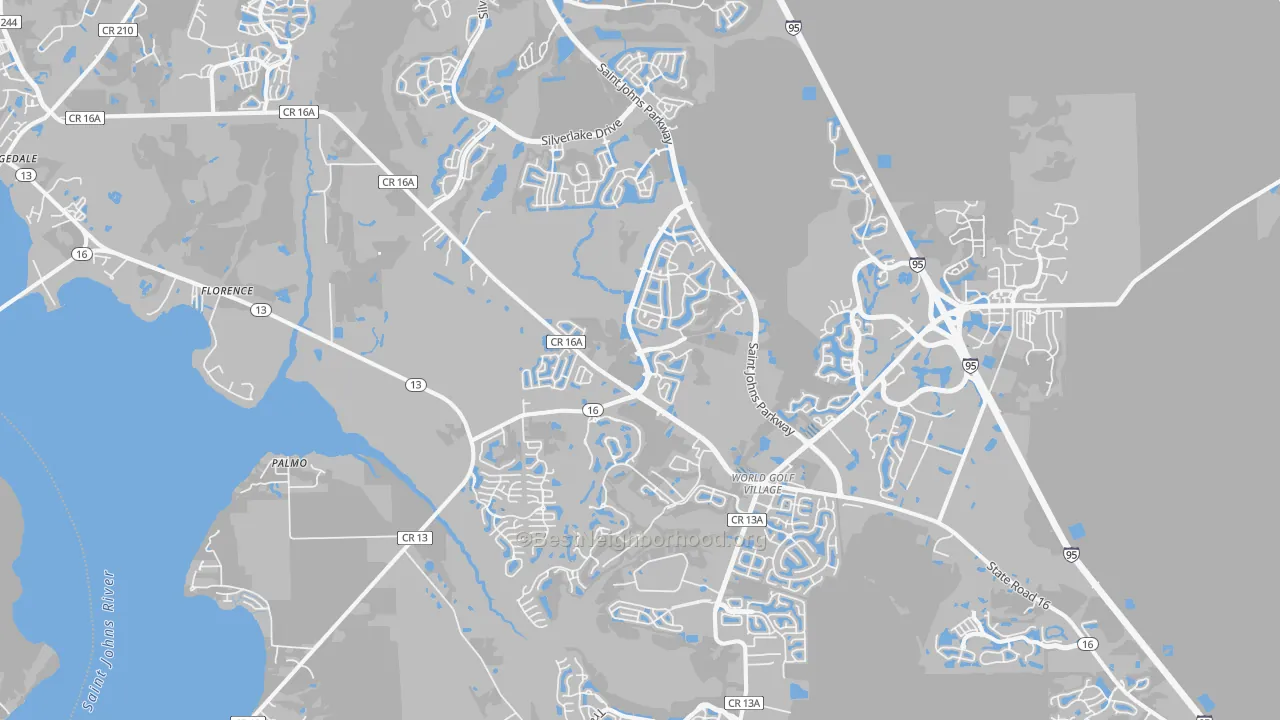 Transit Grade map of 32092, FL