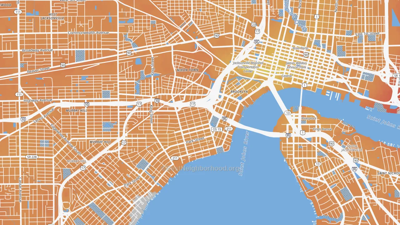 Transit Grade map of 32204, FL