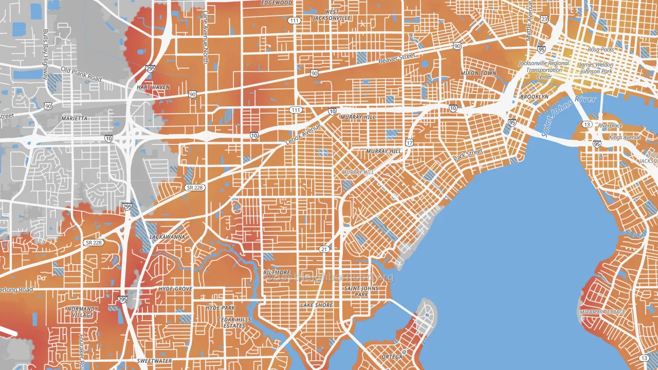 Transit Grade map of 32205, FL