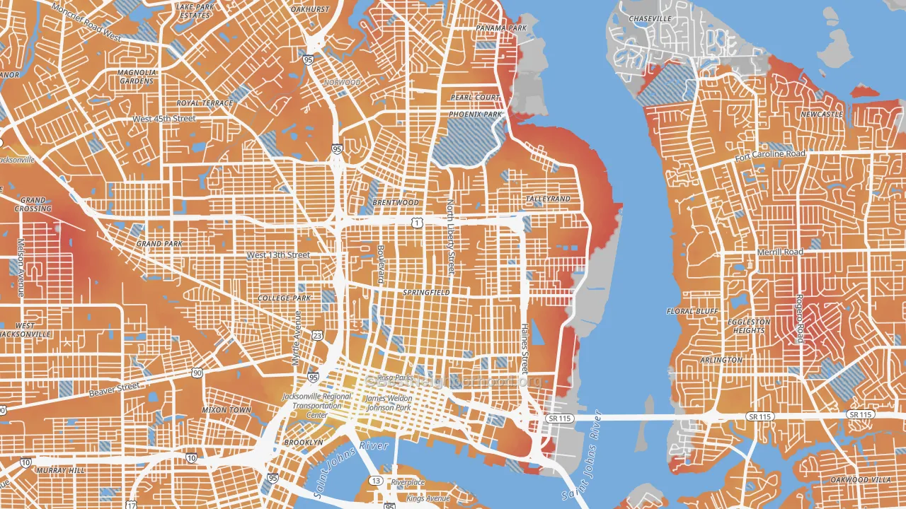 Transit Grade map of 32206, FL