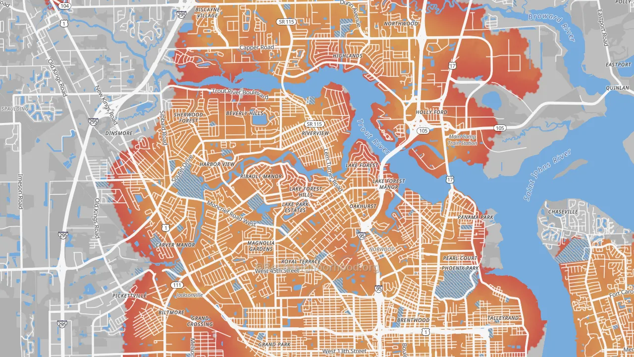 Transit Grade map of 32208, FL
