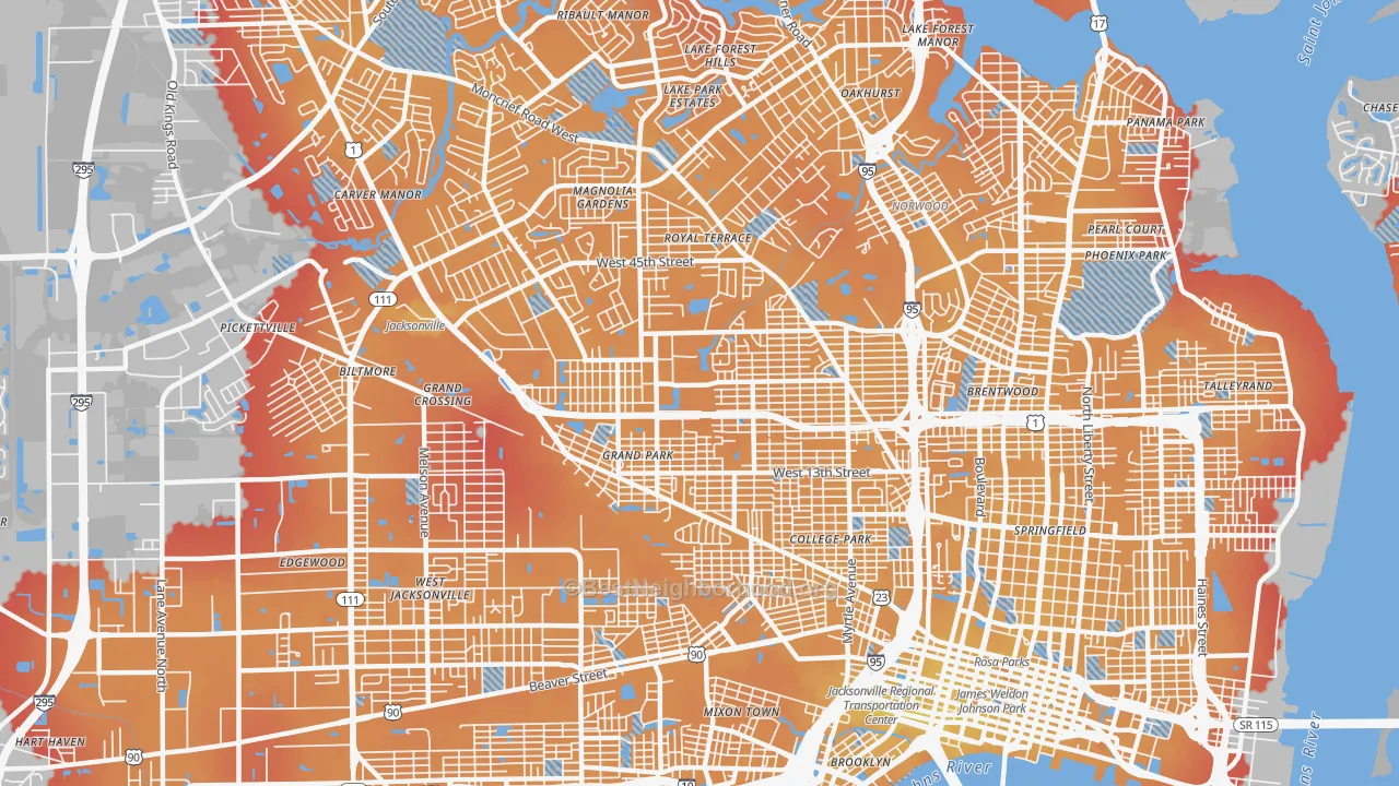 Transit Grade map of 32209, FL