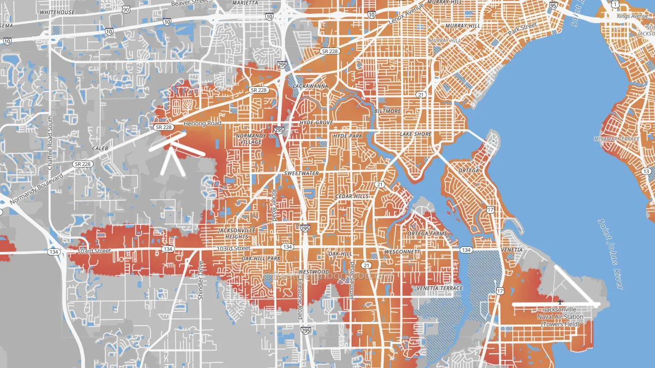 Transit Grade map of 32210, FL