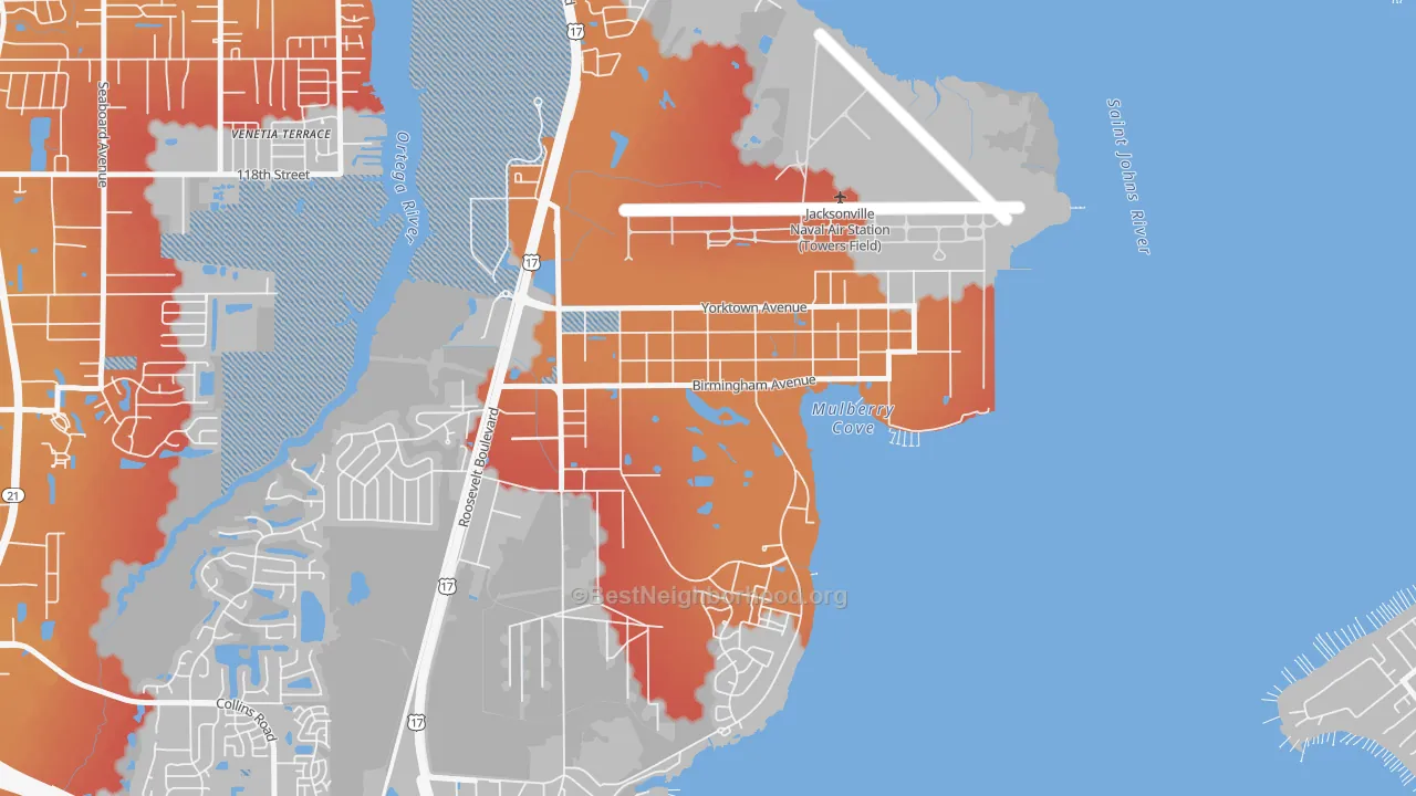Transit Grade map of 32212, FL