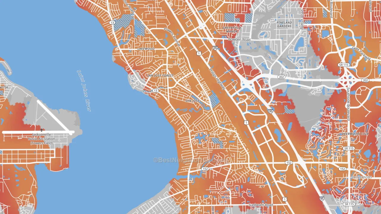Transit Grade map of 32217, FL