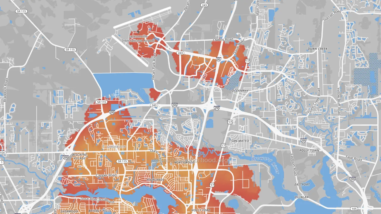 Transit Grade map of 32218, FL