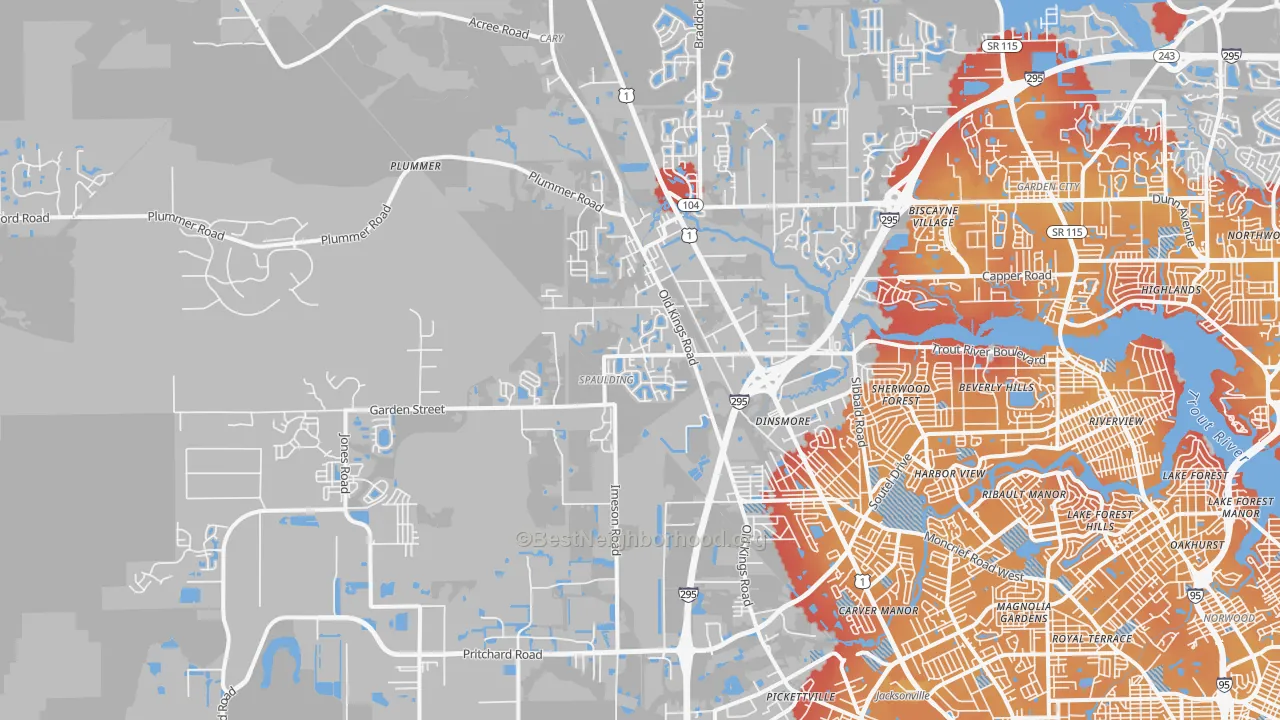 Transit Grade map of 32219, FL