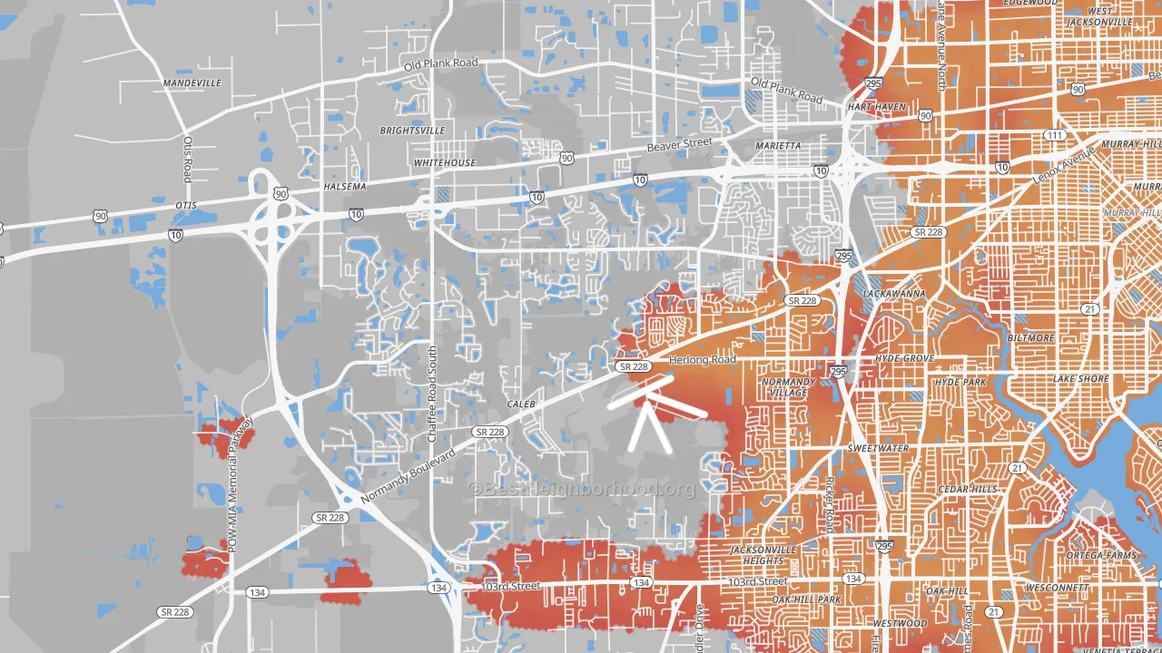 Transit Grade map of 32221, FL