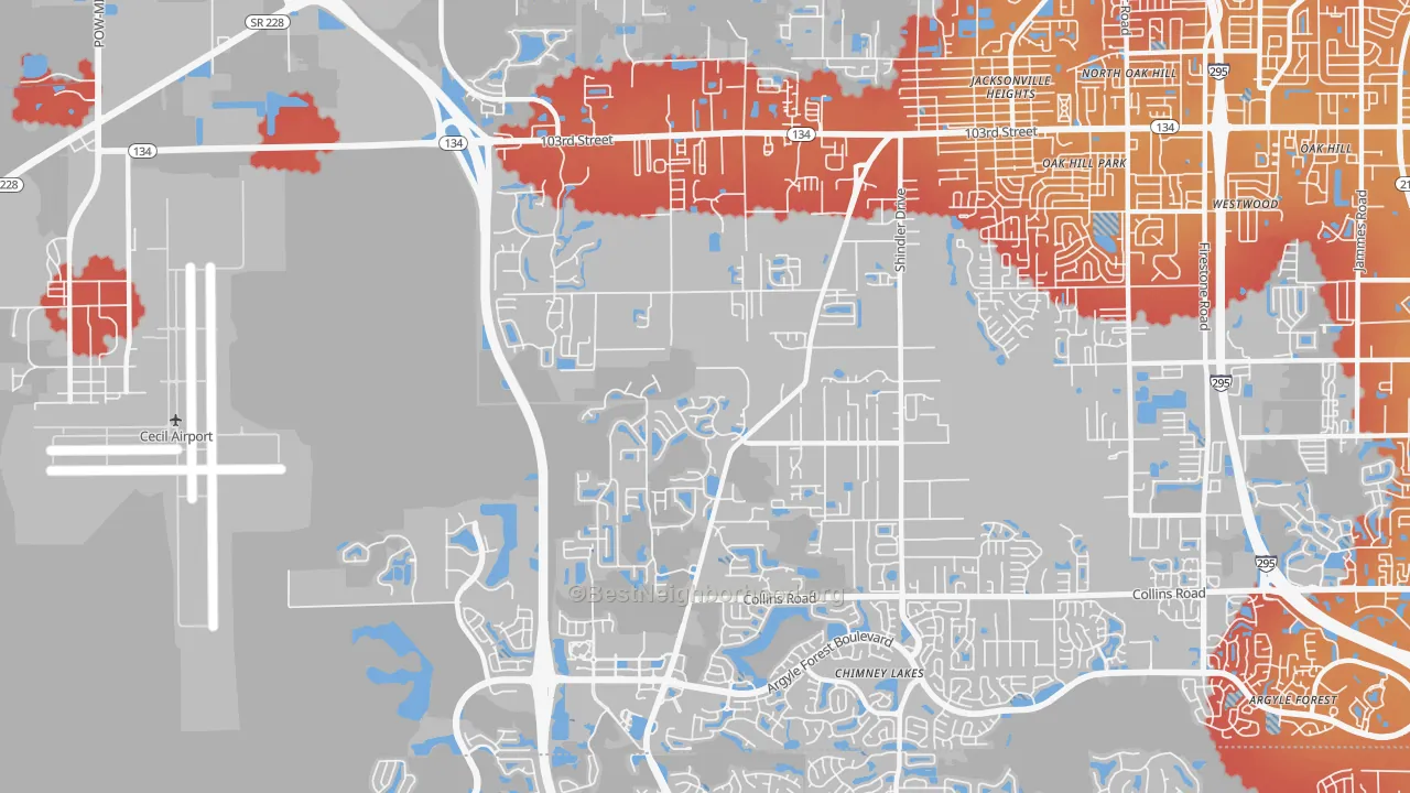 Transit Grade map of 32222, FL