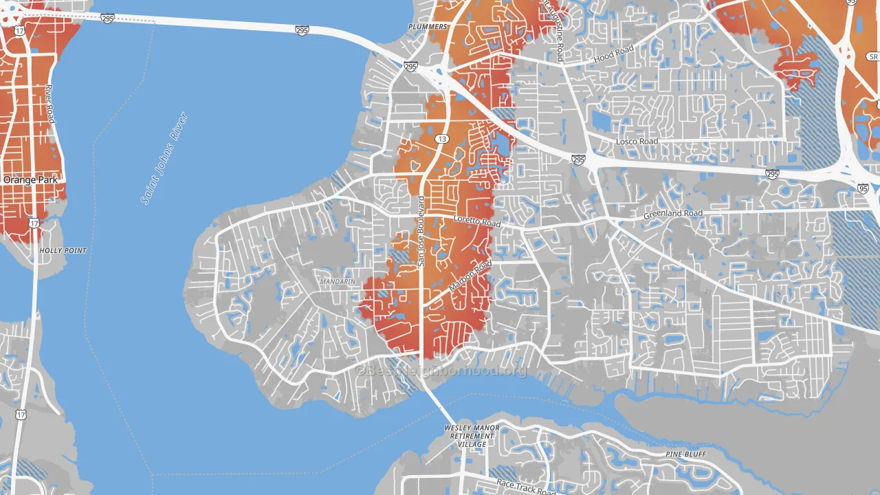 Transit Grade map of 32223, FL